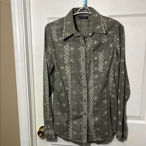 Cruel Girl Olivia Sky Green Patterned Shirt
